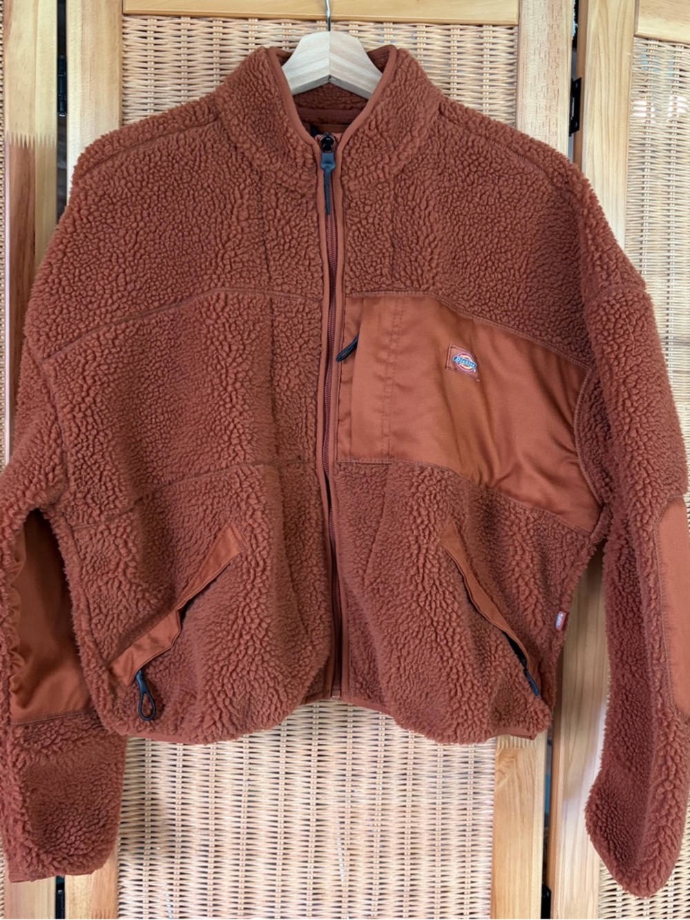 Dickies Rust Orange Chute Sherpa boxy/ cropped Fleece Zip Jacket size L